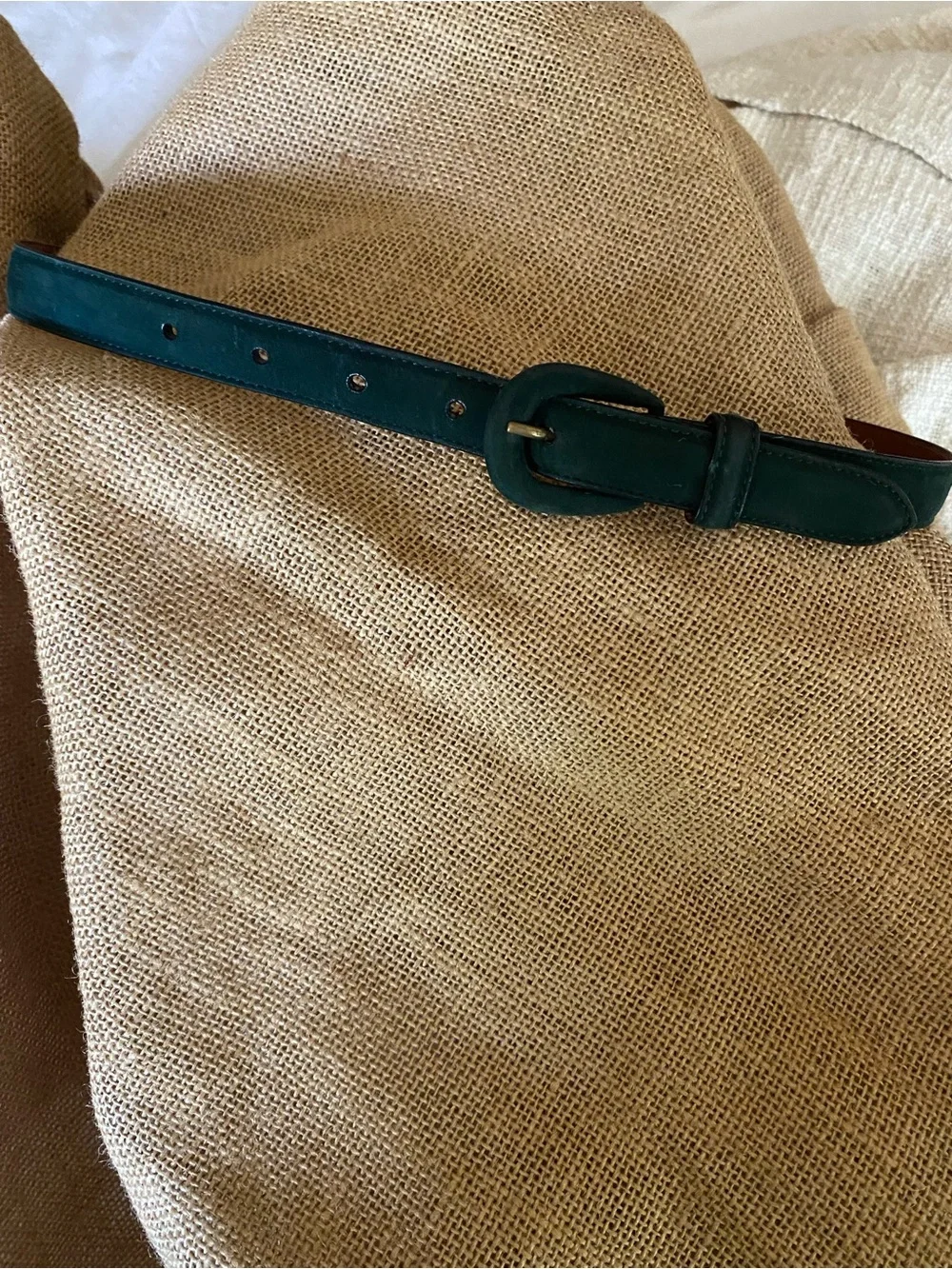 Ralph Lauren Calf Suede Exterior Lined Vanchetta Leather Belt Hunter Green sz 28